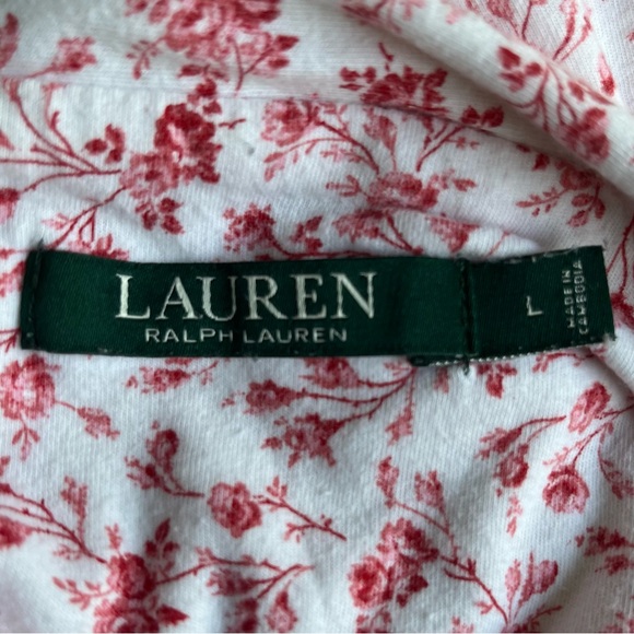 •Lauren Ralph Lauren• Floral Button Down Sleep Shirt - Size Large - Picture 2 of 9